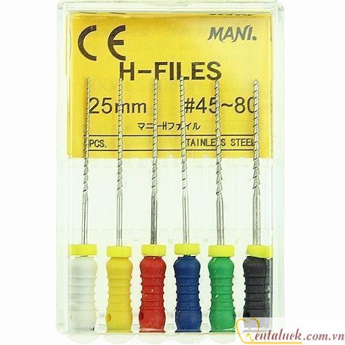 Trâm nội nha Mani H-File số 10-80 dài 21, 25mm Trâm nội nha Mani H-File số 10-80 dài 21, 25mm